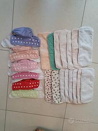 6 pannolini lavabili + 15 inserti + Rotolo