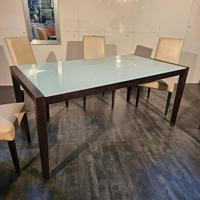 Tavolo fisso wenge e cristallo sabbiato
