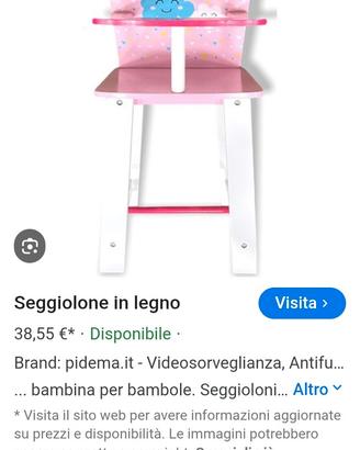seggiolino pappa bambola 