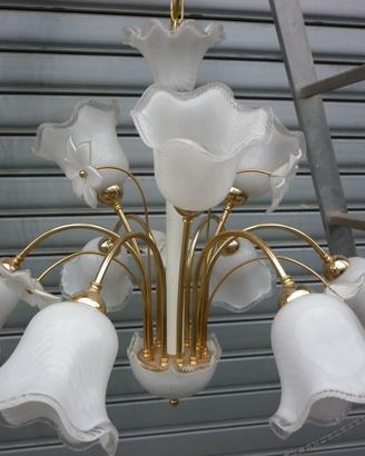 Lampadario oro 10 luci