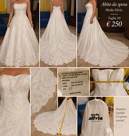 Abito da sposa bianco con pizzo e strass