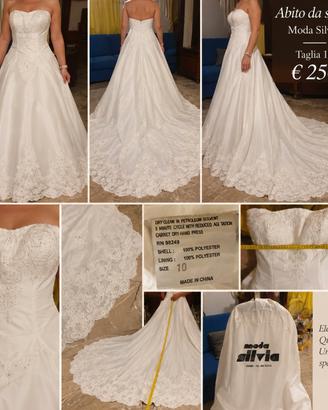 Abito da sposa bianco con pizzo e strass