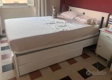 SONGESAND Struttura letto bianca con 2 contenitori