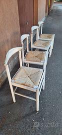 Set 4 Sedie Vintage in Legno Bianco 