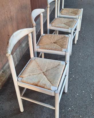 Set 4 Sedie Vintage in Legno Bianco 
