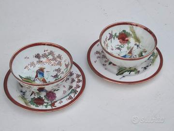 Set 2 Tazze Giapponesi Vintage + 2 Piattini 