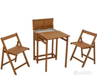 tavolino + 2 sedie legno massello 