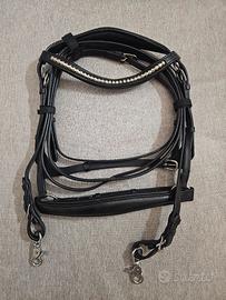 Testiera Bitless Side-Pull Equestri in cuoio nero