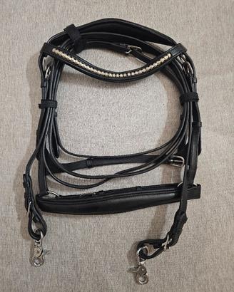 Testiera Bitless Side-Pull Equestri in cuoio nero