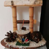 Soprammobile artigianale il legno con orso rumeno