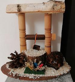 Soprammobile artigianale il legno con orso rumeno