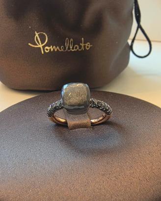 ANELLO POMELLATO NUDO ORO OSSIDIANA DIAMANTI NERI