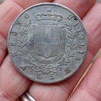 Moneta lire 5 del 1865 N