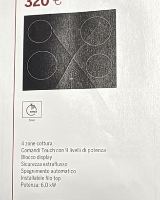 Piano cottura a induzione 4 fuochi