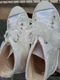 Sneakers bianche glitter tg 35