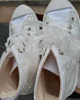 Sneakers bianche glitter tg 35