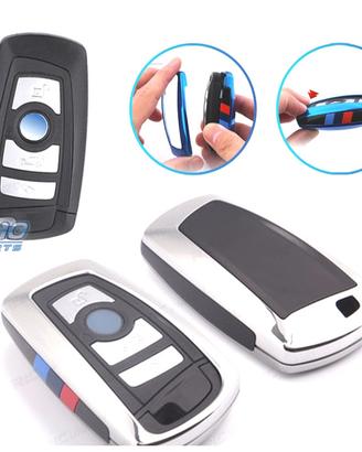 CUSTODIA COVER CHIAVE BMW QUADRATA CROMATA E NERA