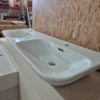 lavabo integrato con doppia vasca cm 130x42,5