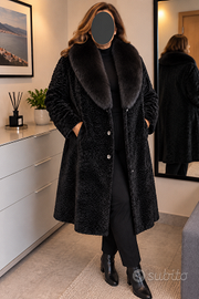 Cappotto pelliccia ecologica Astrakan Collo volpe