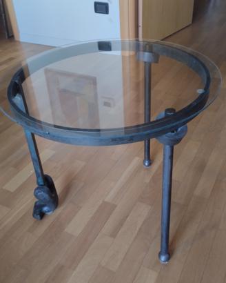 TAVOLINO DESIGN ORIGINALE UNICO, FERRO E VETRO