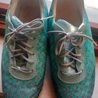 scarpe con lacci turchesi Verdi lurex