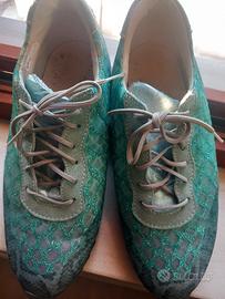scarpe con lacci turchesi Verdi lurex