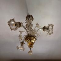 Lampadario di Murano 3 luci in foglia d’oro