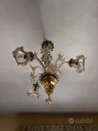 Lampadario di Murano 3 luci in foglia d’oro