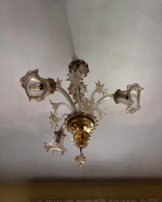 Lampadario di Murano 3 luci in foglia d’oro