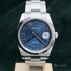 Rolex Datejust 116234 Computer Blu Romani + GARANZ