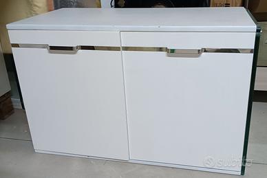 mobiletto anni 70 legno e cristallo restaurato