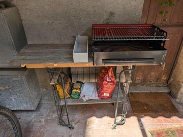 BARBECUE mobile su rotelle creazione artigianale