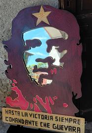 SPECCHIO CHE GUEVARA IN LEGNO DIPINTO cm.61X44
