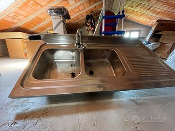 Lavello cucina inox, doppia vasca, con gocciolatoi