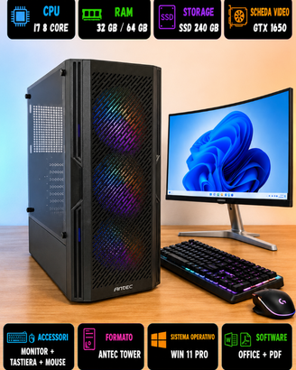 PC  Gaming Tower Assemblato i7 Intel HD GTX  Win11