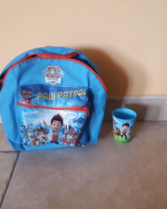 Zainetto + bicchiere paw patrol