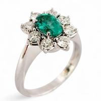 Anello fantasia Smeraldo e Diamanti 18kt-750