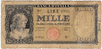 1000 Lire Italia Ornata Testina 20/03/1947 RARA