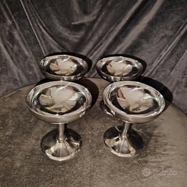 4 calici/coppette gelato-dessert vintage acciaio
