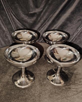 4 calici/coppette gelato-dessert vintage acciaio