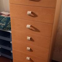 Cassettiera comò settimino in legno chiaro
