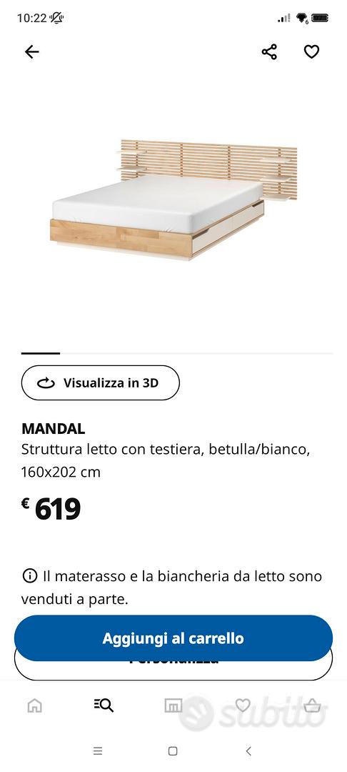 MANDAL struttura letto con testiera, betulla/bianco, 160x202 cm - IKEA  Italia