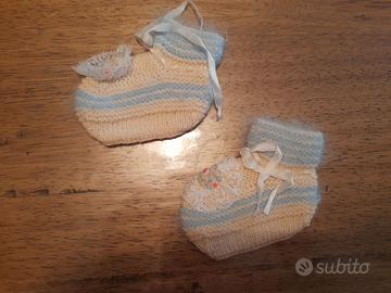 Babucce e gilet in lana lavorato a mano