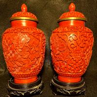vasi cinesi antichi lacca di cinabro e coperchio
