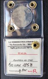50 Lire 1958 qFDC Periziata Manfredini