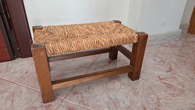 sgabello legno e paglia 