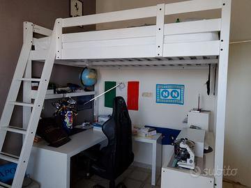 STORÅ Struttura per letto a soppalco, mordente bia