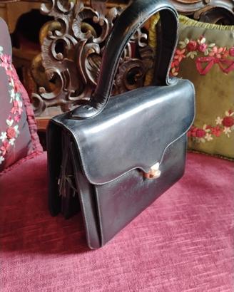 Borsetta anni'50 pelle nera rosso fuoco Goth 
