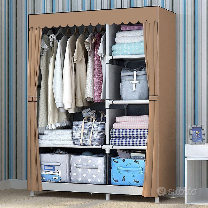 GUARDAROBA ARMADIO IN TESSUTO,CON 5 PROFUMATORI PER ARMADIO GRATIS cm.75x 46 x h 160 marrone 