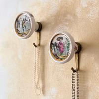Appendiabiti vintage in ceramica e ottone